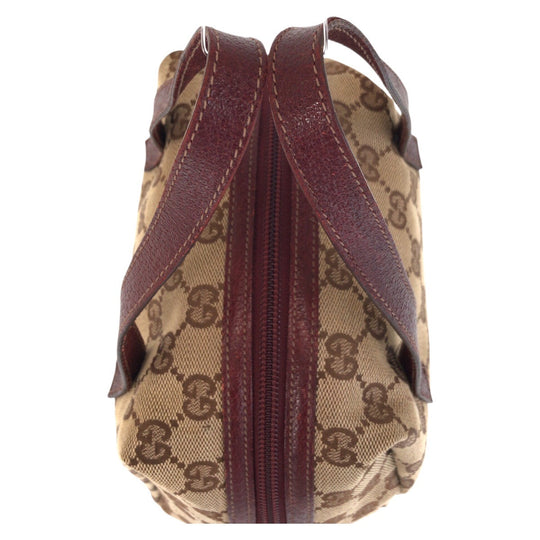 GUCCI Handbag 203437 GG canvas, leather Beige Bordeaux Women Used Authentic