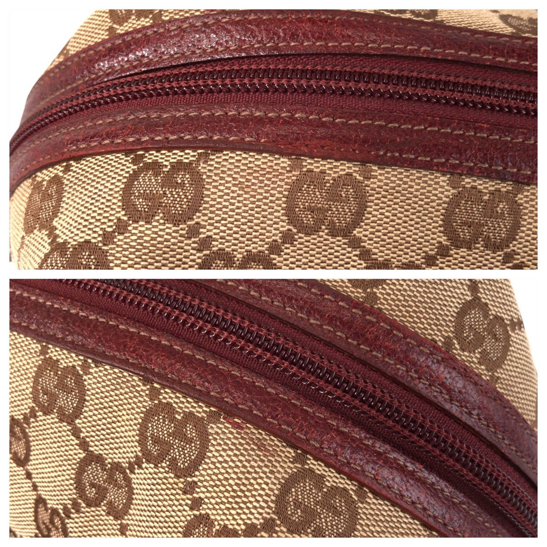 GUCCI Handbag 203437 GG canvas, leather Beige Bordeaux Women Used Authentic