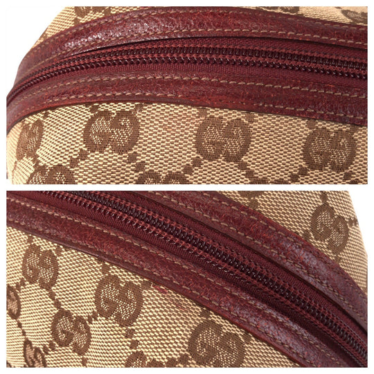 GUCCI Handbag 203437 GG canvas, leather Beige Bordeaux Women Used Authentic