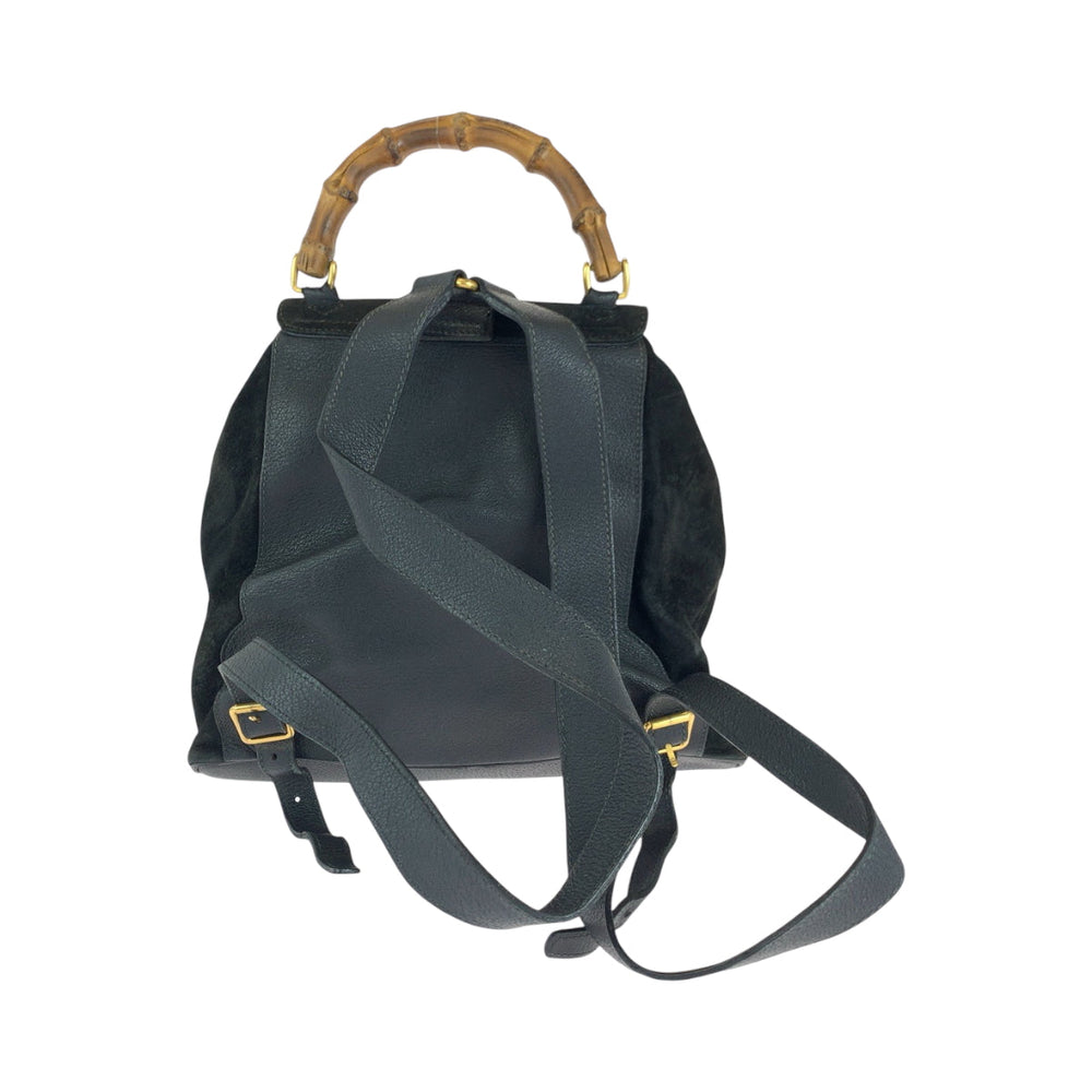 GUCCI Backpack 003 58 0016 Suede black brown Backpack Backpack Bamboo Old Gucci Women Used Authentic