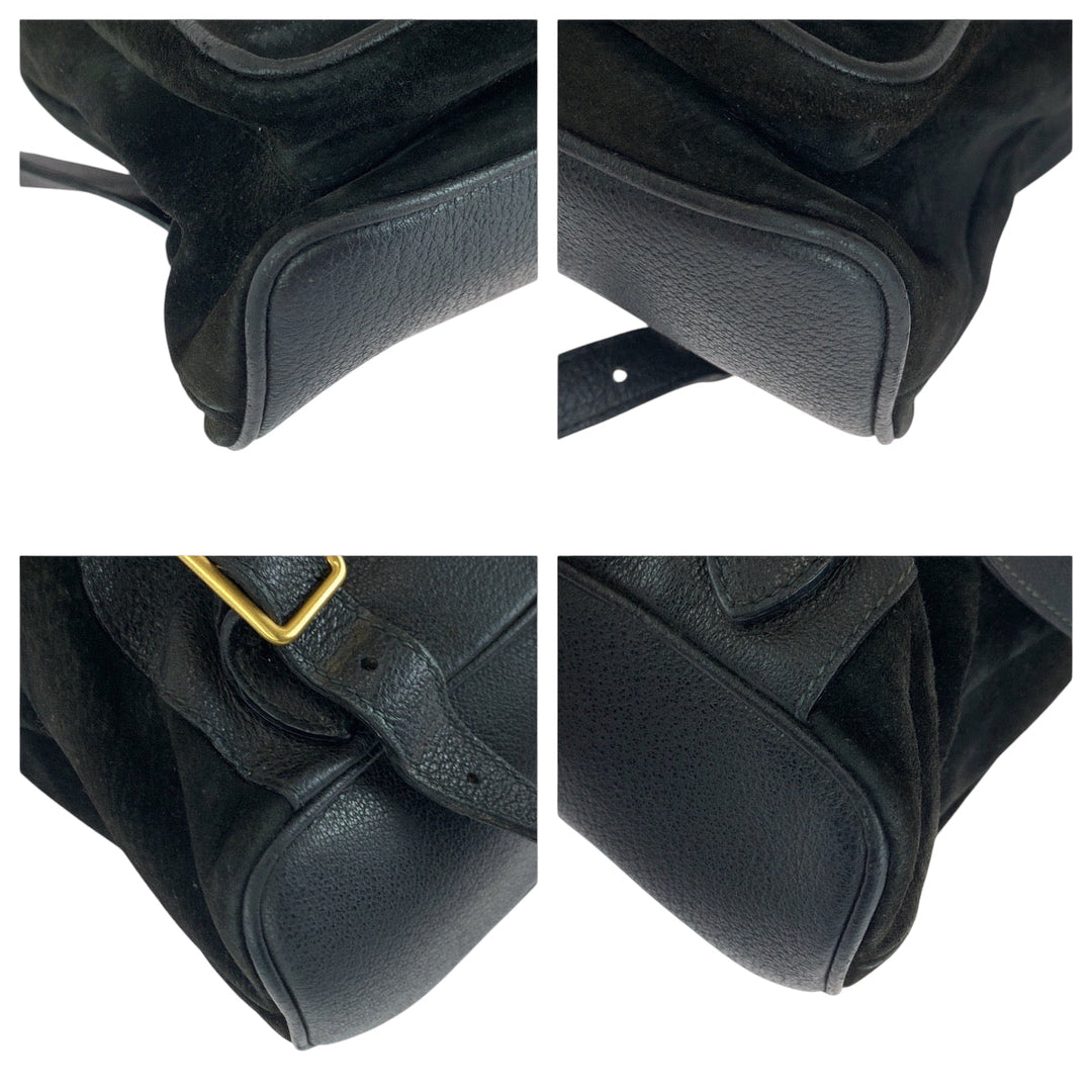GUCCI Backpack 003 58 0016 Suede black brown Backpack Backpack Bamboo Old Gucci Women Used Authentic
