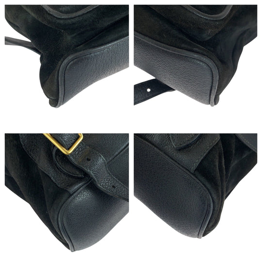 GUCCI Backpack 003 58 0016 Suede black brown Backpack Backpack Bamboo Old Gucci Women Used Authentic