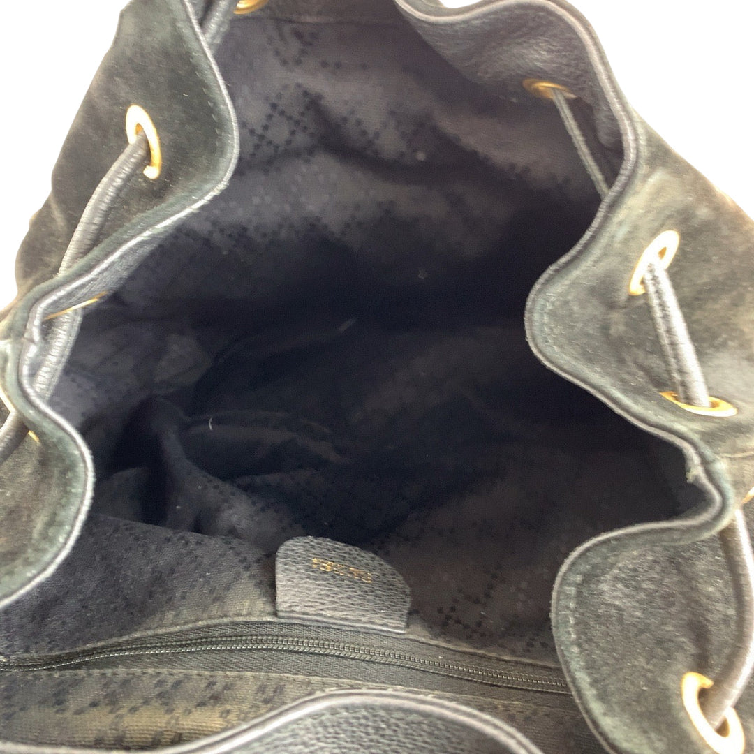 GUCCI Backpack 003 58 0016 Suede black brown Backpack Backpack Bamboo Old Gucci Women Used Authentic