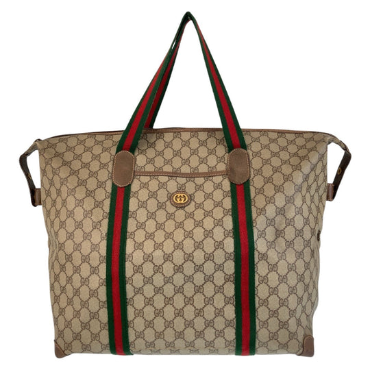 GUCCI Boston Duffel bag 012 39 6211 GG Supreme Canvas Brown Old Gucci Shelly Line Interlocking