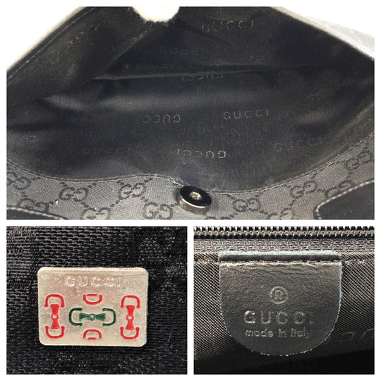 GUCCI Tote Bag GG canvas, leather black Tote Bag Shoulder Bag Sherry line Women Used Authentic