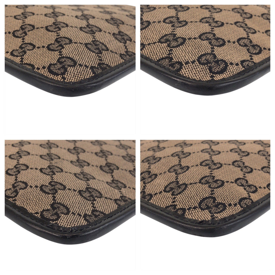 GUCCI Shoulder Bag 019 0348 GG canvas, leather Beige black Shoulder Bag pochette Women Used Authentic