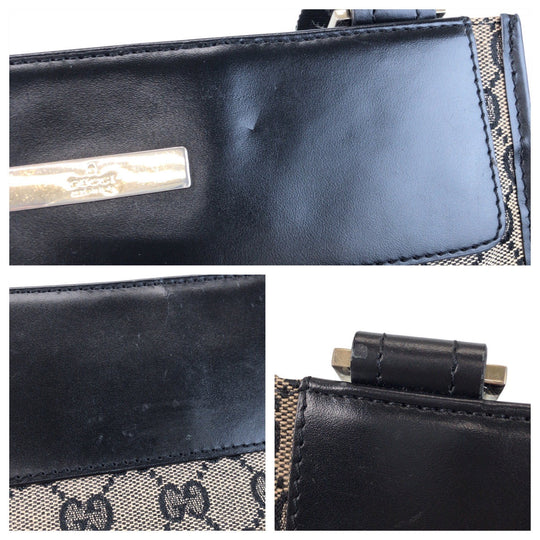 GUCCI Shoulder Bag 019 0348 GG canvas, leather Beige black Shoulder Bag pochette Women Used Authentic