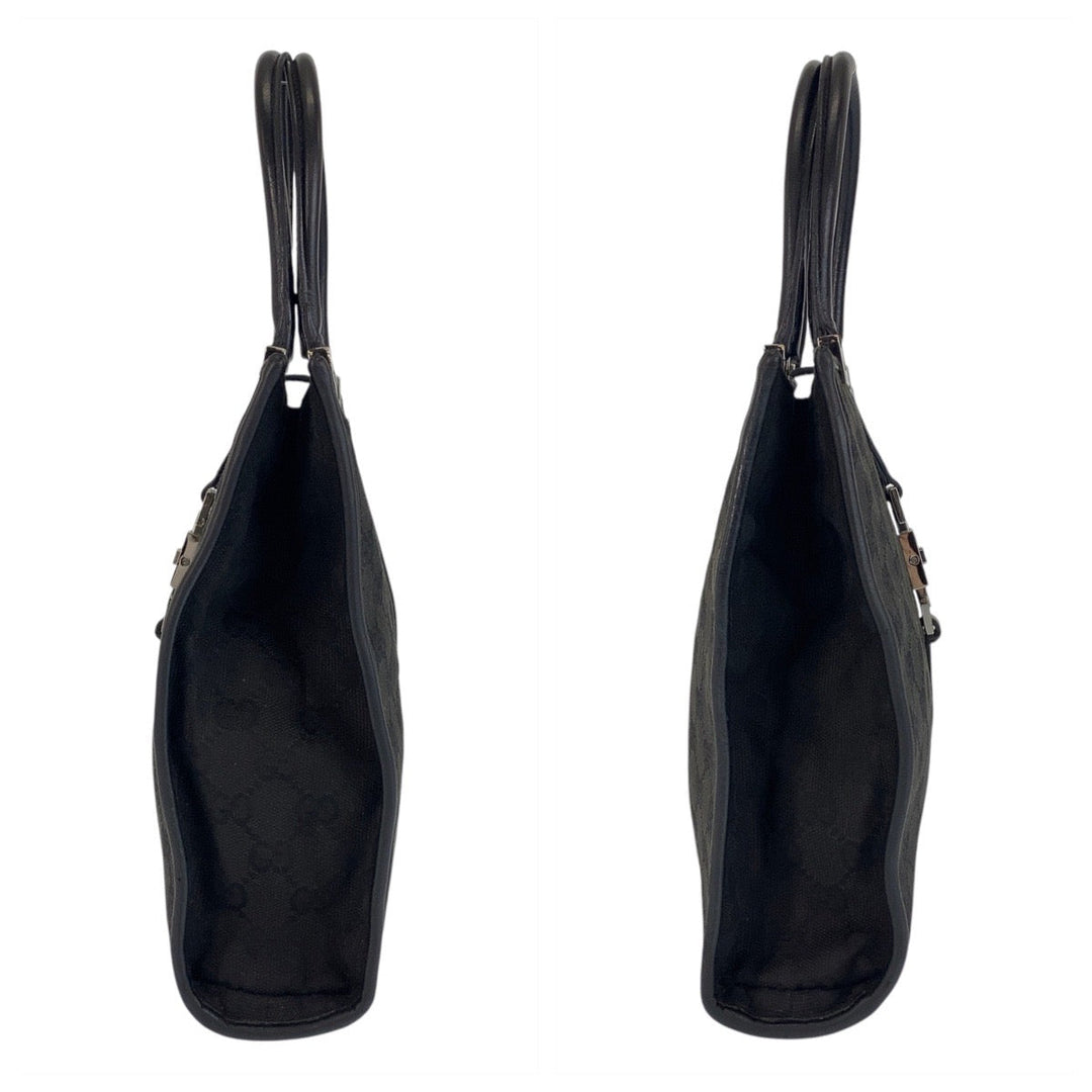 GUCCI Handbag 002 1065 GG canvas, leather Black black Handbag Tote Bag Jackie Women Used Authentic