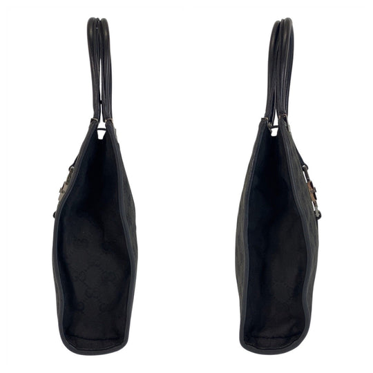 GUCCI Handbag 002 1065 GG canvas, leather Black black Handbag Tote Bag Jackie Women Used Authentic