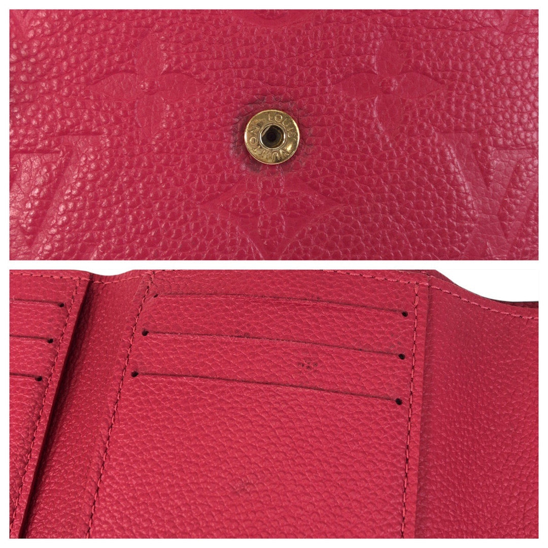 LOUIS VUITTON Tri-fold wallet M64061 leather Pink Gold Metal Folding wallet Compact wallet Empreinte Monogram Portefeuille Victorine Women Used Authentic