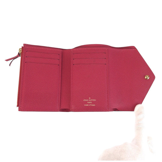 LOUIS VUITTON Tri-fold wallet M64061 leather Pink Gold Metal Folding wallet Compact wallet Empreinte Monogram Portefeuille Victorine Women Used Authentic