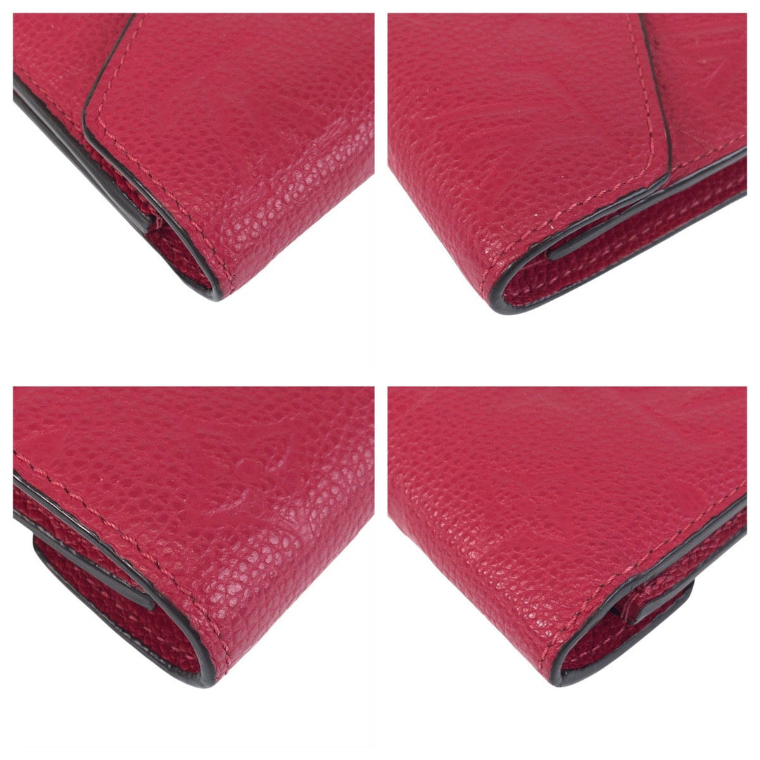 LOUIS VUITTON Tri-fold wallet M64061 leather Pink Gold Metal Folding wallet Compact wallet Empreinte Monogram Portefeuille Victorine Women Used Authentic