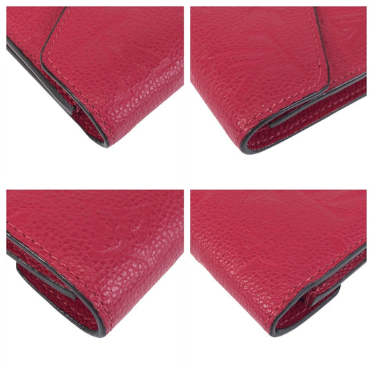 LOUIS VUITTON Tri-fold wallet M64061 leather Pink Gold Metal Folding wallet Compact wallet Empreinte Monogram Portefeuille Victorine Women Used Authentic