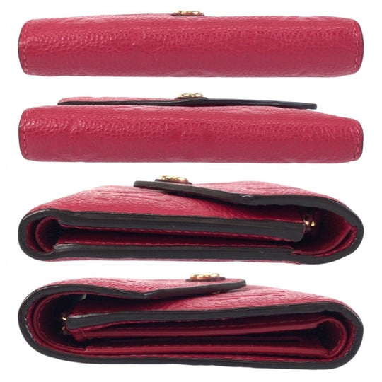 LOUIS VUITTON Tri-fold wallet M64061 leather Pink Gold Metal Folding wallet Compact wallet Empreinte Monogram Portefeuille Victorine Women Used Authentic