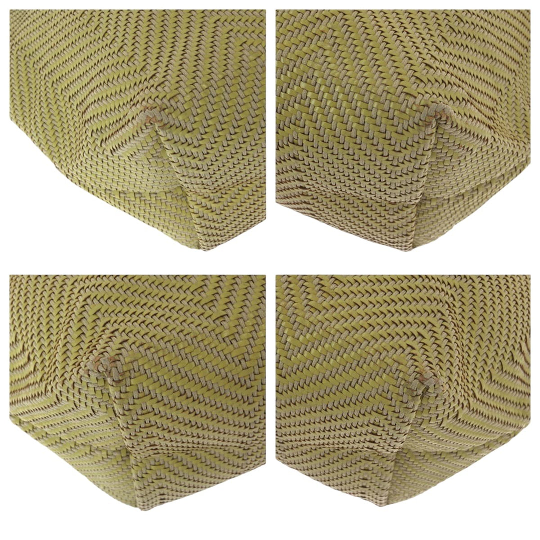 HERMES Tote Bag Leather, Polyester yellow Tote Bag handbag Hippo Chennai PM Women Used Authentic