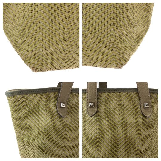 HERMES Tote Bag Leather, Polyester yellow Tote Bag handbag Hippo Chennai PM Women Used Authentic