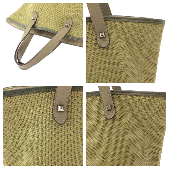 HERMES Tote Bag Leather, Polyester yellow Tote Bag handbag Hippo Chennai PM Women Used Authentic