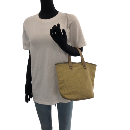 HERMES Tote Bag Leather, Polyester yellow Tote Bag handbag Hippo Chennai PM Women Used Authentic