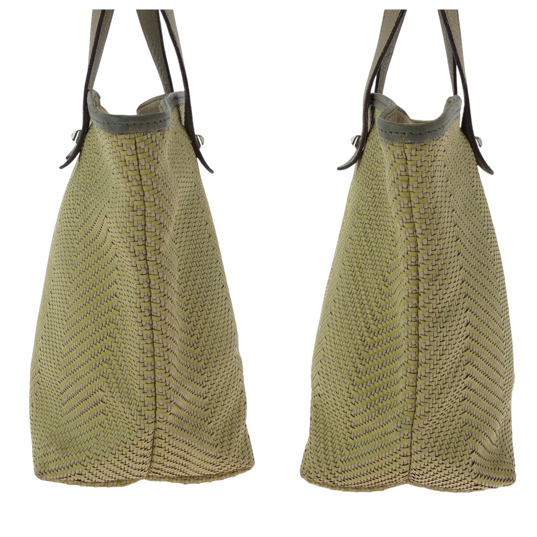 HERMES Tote Bag Leather, Polyester yellow Tote Bag handbag Hippo Chennai PM Women Used Authentic