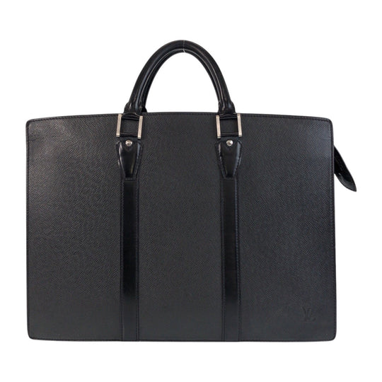 LOUIS VUITTON Business bag M30052 leather Ardoise Black SilverMetal Business bag briefcase Taiga Porto Documan Rozan mens Used Authentic