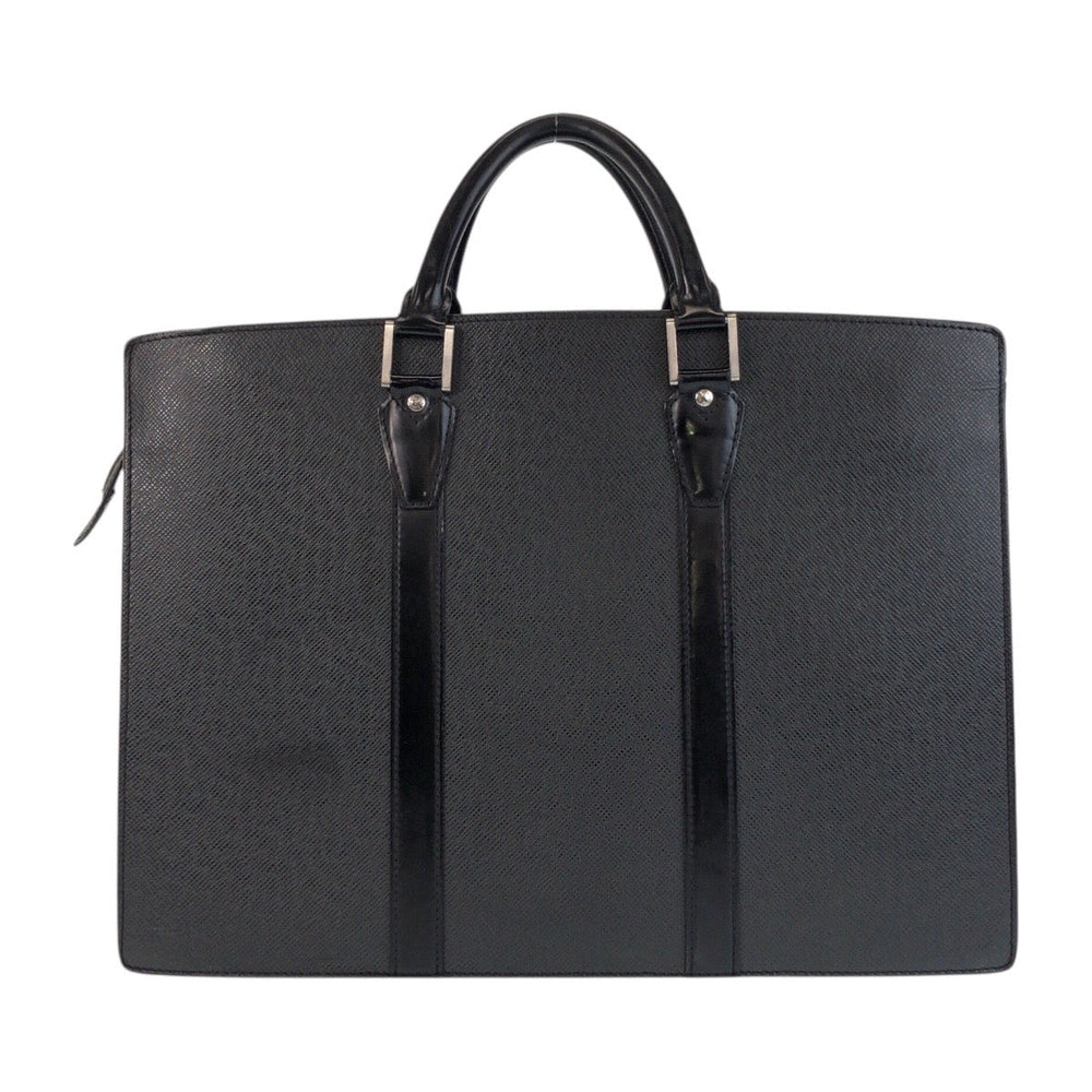 LOUIS VUITTON Business bag M30052 leather Ardoise Black SilverMetal Business bag briefcase Taiga Porto Documan Rozan mens Used Authentic