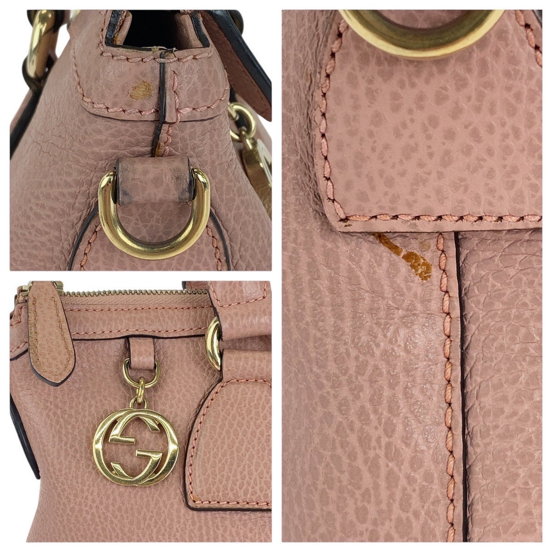 GUCCI Tote Bag 449659 leather Pink Gold Metal Tote Bag Shoulder Bag 2way GG Marmont Women Used Authentic