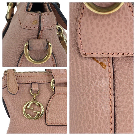 GUCCI Tote Bag 449659 leather Pink Gold Metal Tote Bag Shoulder Bag 2way GG Marmont Women Used Authentic