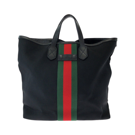 GUCCI Backpack 387105 canvas Black red green Backpack Tote Bag 2way Sherry line mens Used Authentic