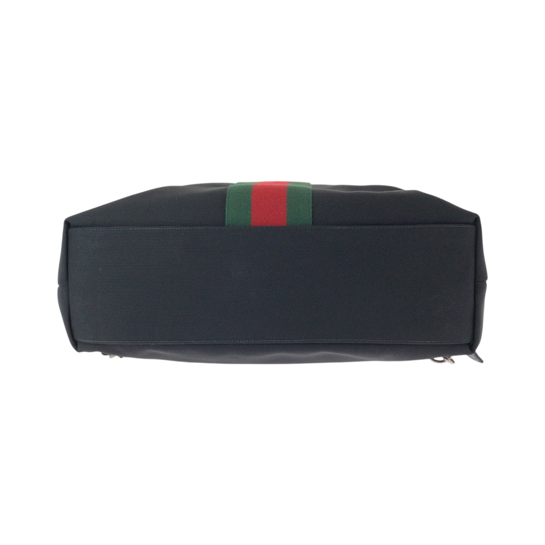 GUCCI Backpack 387105 canvas Black red green Backpack Tote Bag 2way Sherry line mens Used Authentic