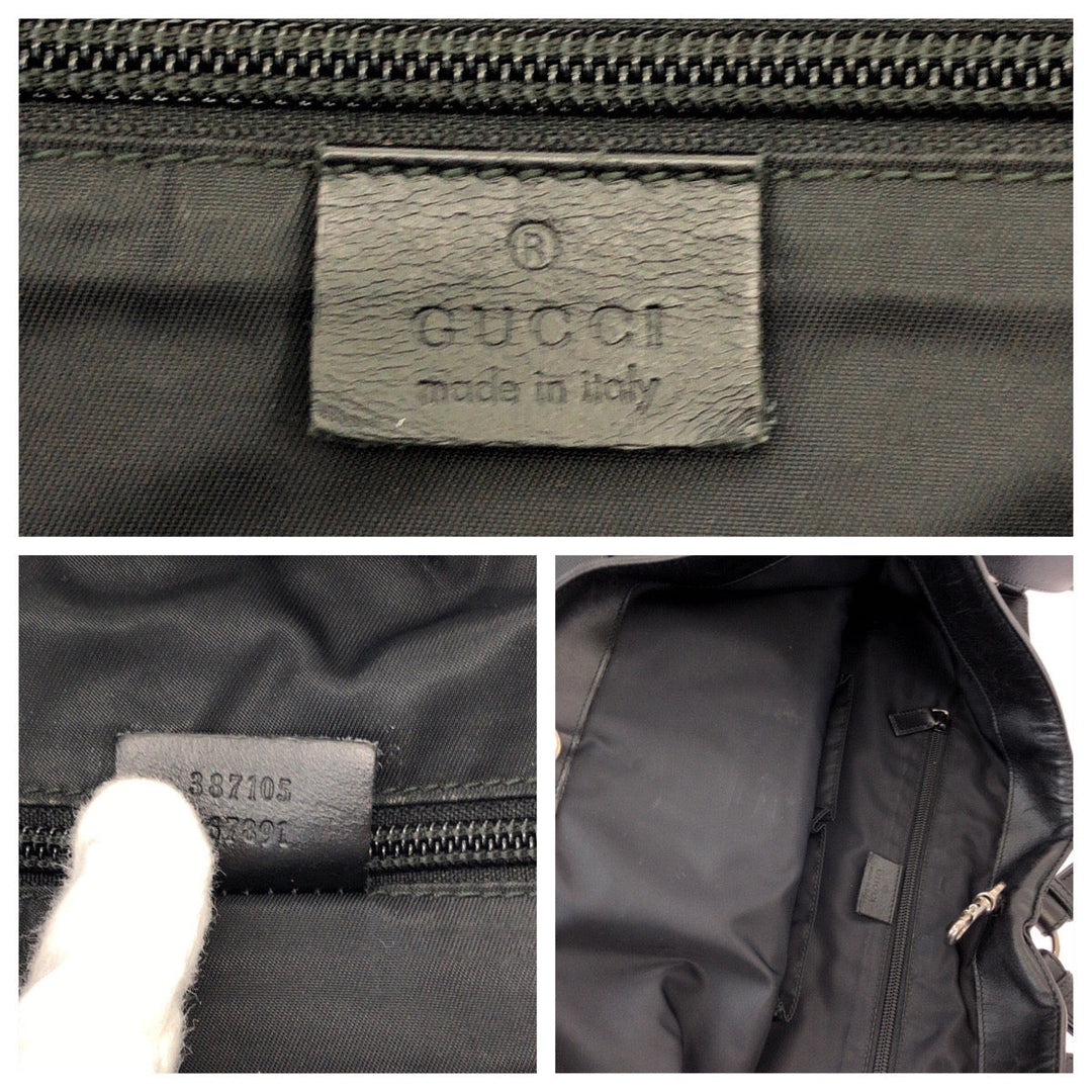 GUCCI Backpack 387105 canvas Black red green Backpack Tote Bag 2way Sherry line mens Used Authentic