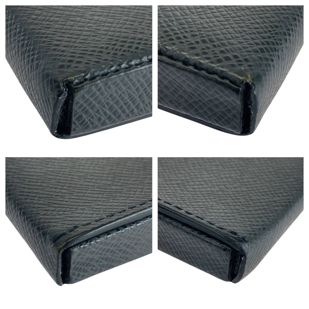 LOUIS VUITTON Coin case M64422 leather black Taiga Porto Monet Cuvetto