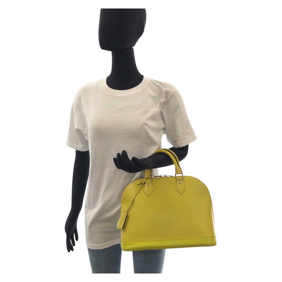 LOUIS VUITTON Handbag M40950 leather Yellow SilverMetal Handbag Epi Alma PM Women Used Authentic