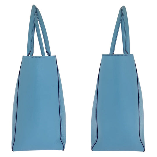LOEWE Tote Bag leather Light Blue Purple SilverMetal Tote Bag Shoulder Bag anagram Leo Women Used Authentic