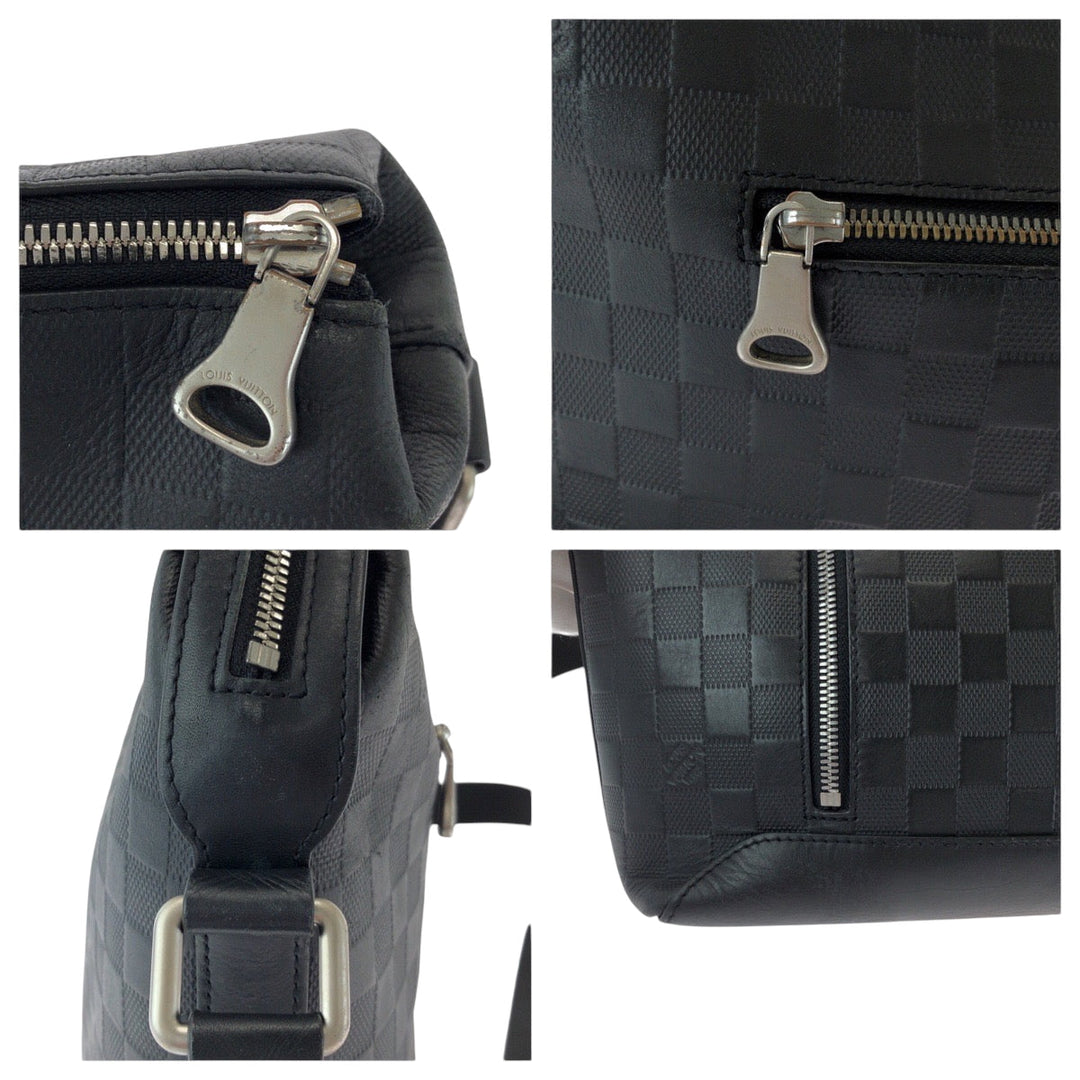 LOUIS VUITTON Shoulder Bag N42417 leather black Shoulder Bag Messenger bag Damier Anfini Discovery Messenger MM mens Used Authentic