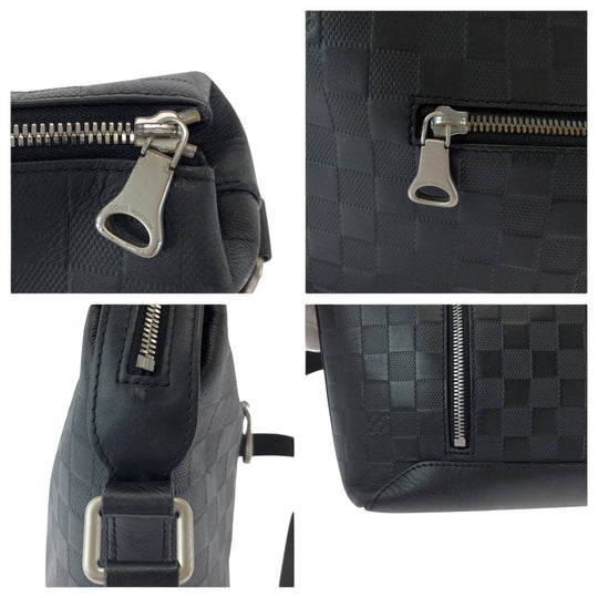 LOUIS VUITTON Shoulder Bag N42417 leather black Shoulder Bag Messenger bag Damier Anfini Discovery Messenger MM mens Used Authentic