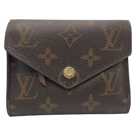 LOUIS VUITTON Tri-fold wallet M62472 PVC Brown Tri-fold wallet Compact wallet Monogram Portefeuille Victorine Women Used Authentic