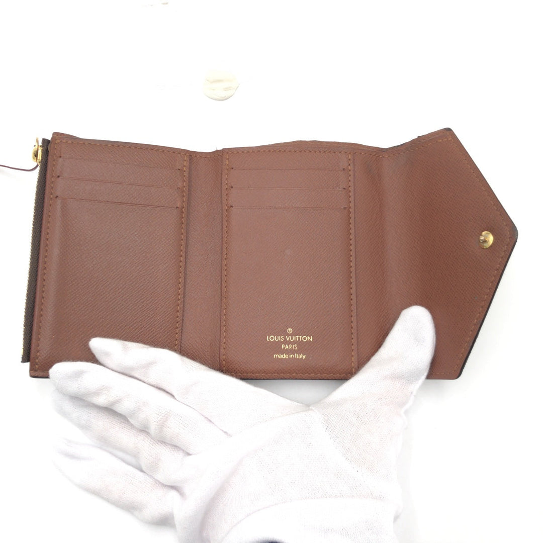 LOUIS VUITTON Tri-fold wallet M62472 PVC Brown Tri-fold wallet Compact wallet Monogram Portefeuille Victorine Women Used Authentic