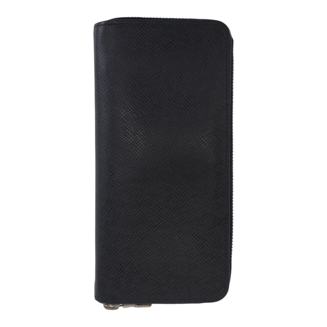 LOUIS VUITTON Long Wallet Purse M30317 leather Black SilverMetal Long Wallet Purse Taiga Zippy Wallet Vertical mens Used Authentic