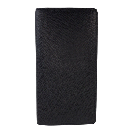 LOUIS VUITTON Long Wallet Purse M30179 leather Black SilverMetal Long Wallet Purse Taiga Portefeuille Braza mens Used Authentic