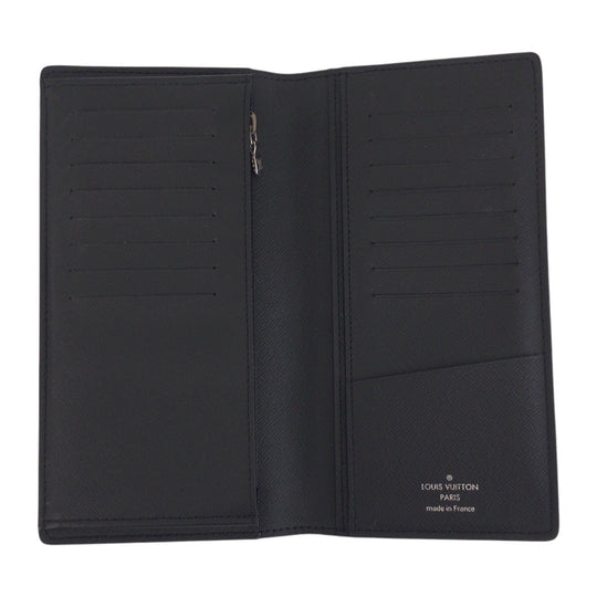 LOUIS VUITTON Long Wallet Purse M30179 leather Black SilverMetal Long Wallet Purse Taiga Portefeuille Braza mens Used Authentic