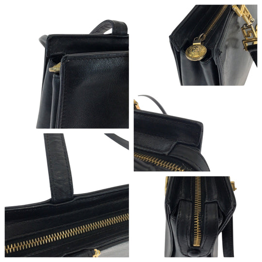 VERSACE Shoulder Bag leather Black GoldMetal Medusa