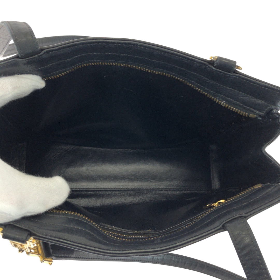 VERSACE Shoulder Bag leather Black GoldMetal Medusa