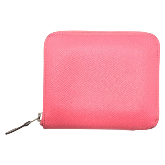 HERMES Bifold Wallet Epsom pink Bifold Wallet Compact Wallet Azap Silk in Compact Women Used Authentic