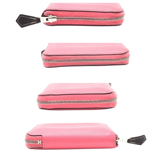 HERMES Bifold Wallet Epsom pink Bifold Wallet Compact Wallet Azap Silk in Compact Women Used Authentic