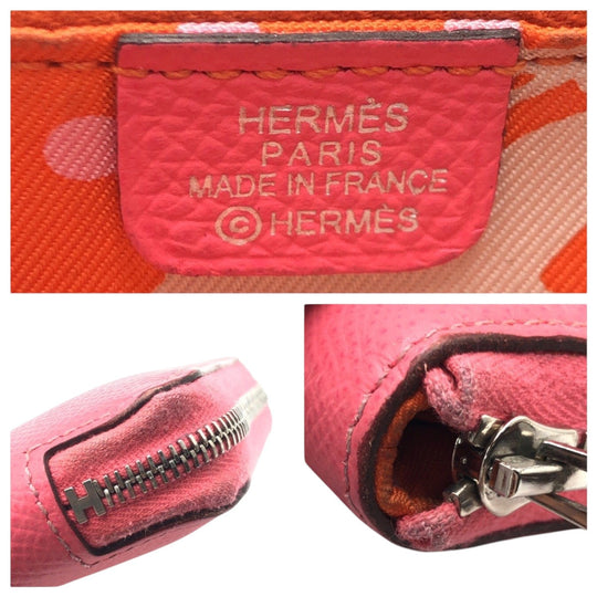 HERMES Bifold Wallet Epsom pink Bifold Wallet Compact Wallet Azap Silk in Compact Women Used Authentic
