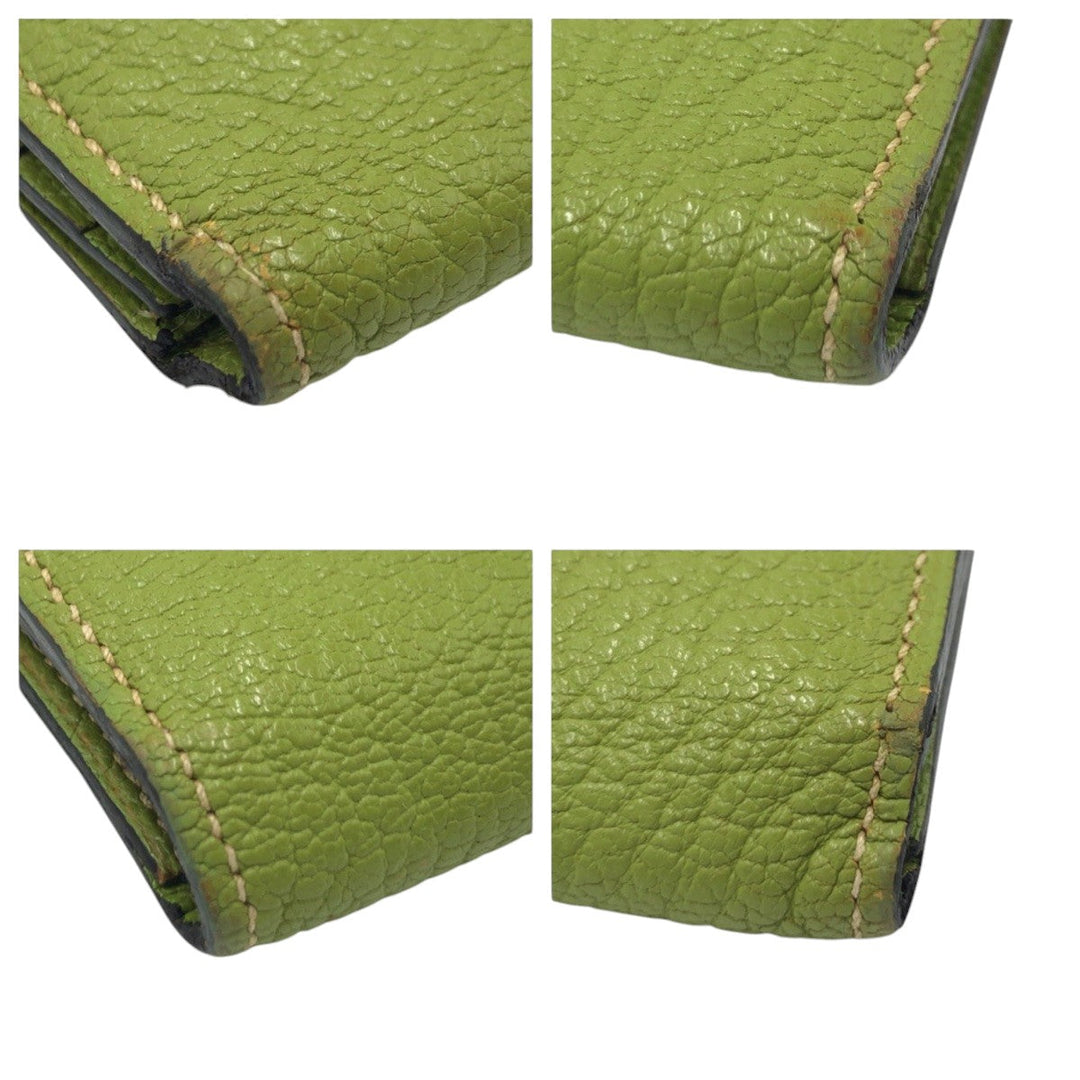 HERMES Long Wallet Purse Chevre Misol Green Kiwi Light Green Long Wallet Purse Beansufla Shable Mizole Women Used Authentic
