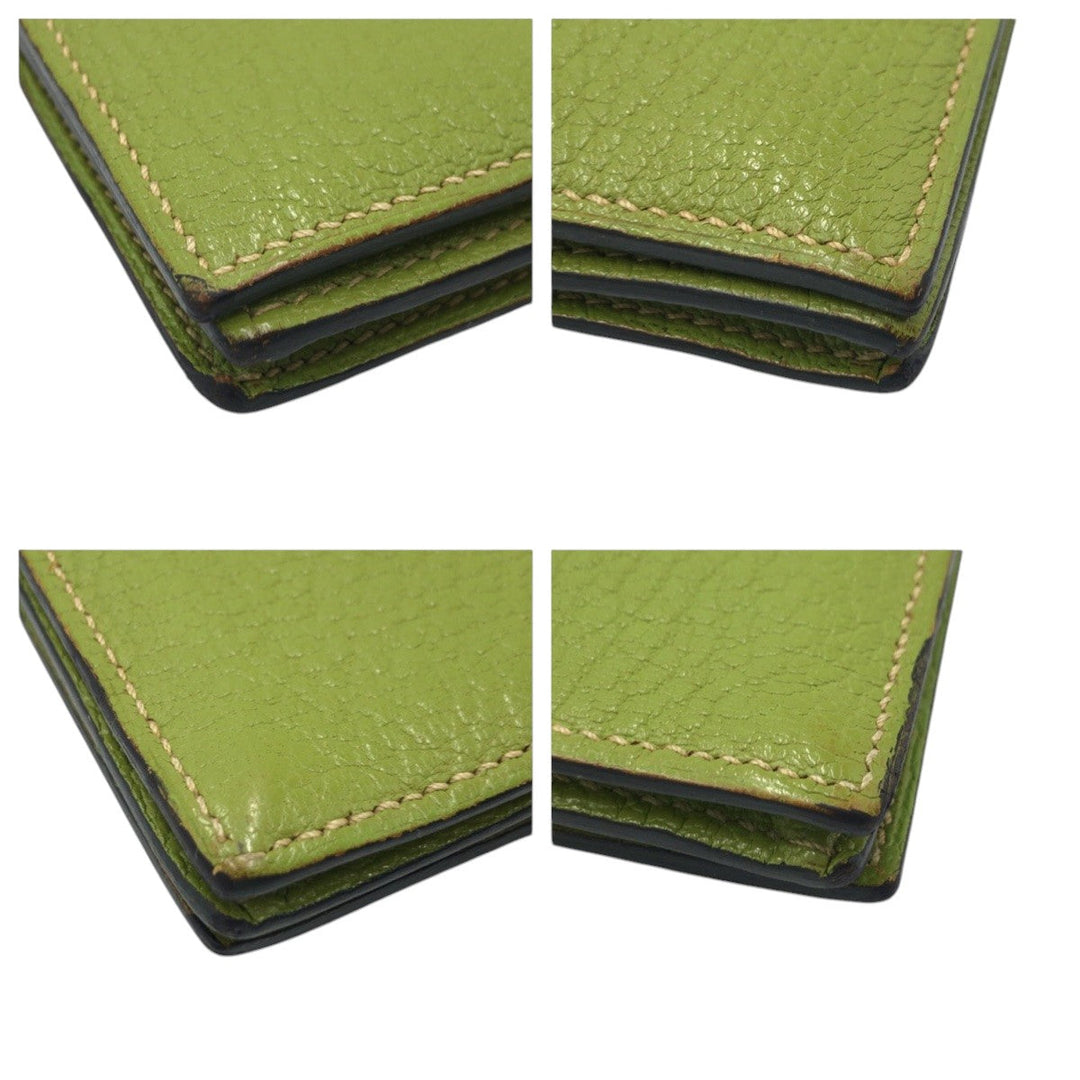 HERMES Long Wallet Purse Chevre Misol Green Kiwi Light Green Long Wallet Purse Beansufla Shable Mizole Women Used Authentic