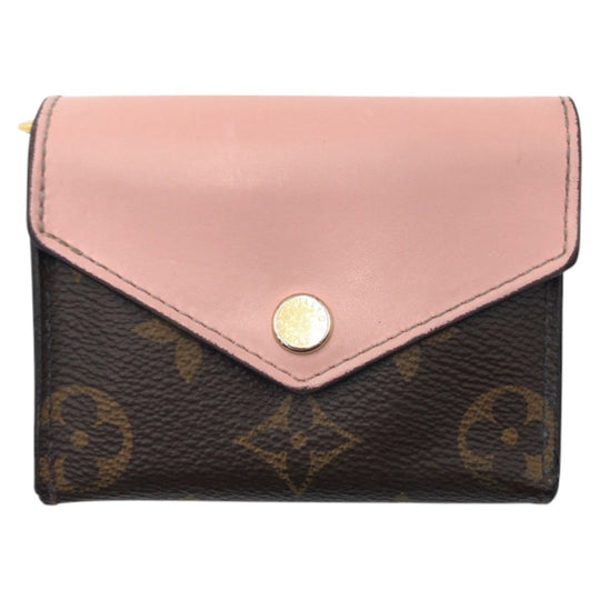 LOUIS VUITTON Tri-fold wallet M62933 PVC Brown Pink Rose Ballerone Tri-fold Wallet Folded Wallet Compact Wallet Monogram Portefeuille Zoe Women Used Authentic