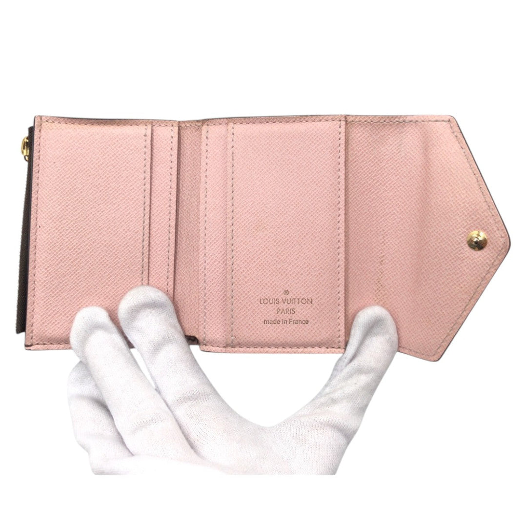 LOUIS VUITTON Tri-fold wallet M62933 PVC Brown Pink Rose Ballerone Tri-fold Wallet Folded Wallet Compact Wallet Monogram Portefeuille Zoe Women Used Authentic