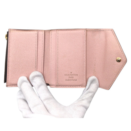 LOUIS VUITTON Tri-fold wallet M62933 PVC Brown Pink Rose Ballerone Tri-fold Wallet Folded Wallet Compact Wallet Monogram Portefeuille Zoe Women Used Authentic
